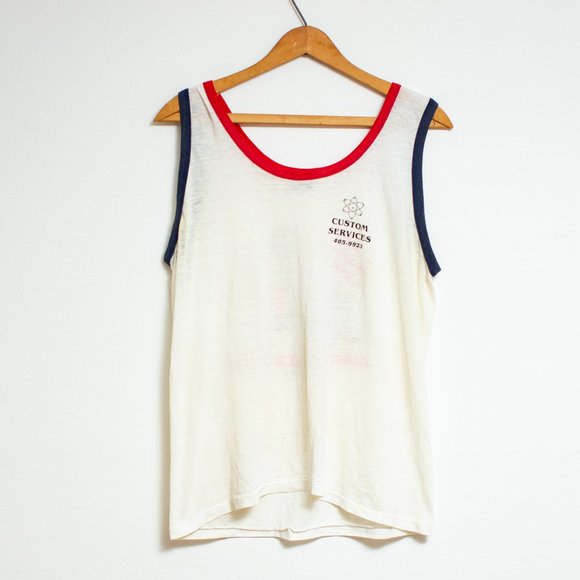Vintage 1970's Custom Service Tank top Size L - Picture 2 of 8